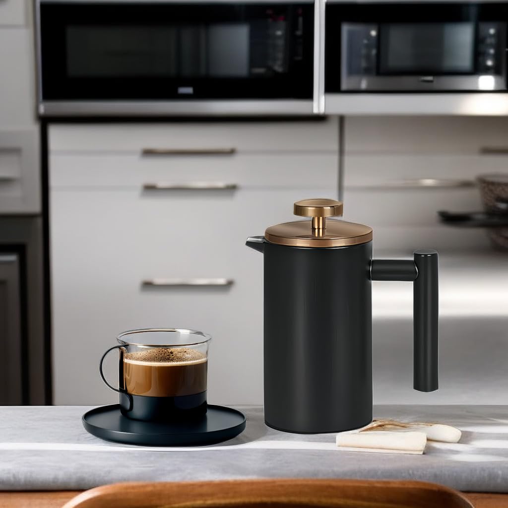 Black Stainless Steel 12oz French Press Coffee Maker G64666