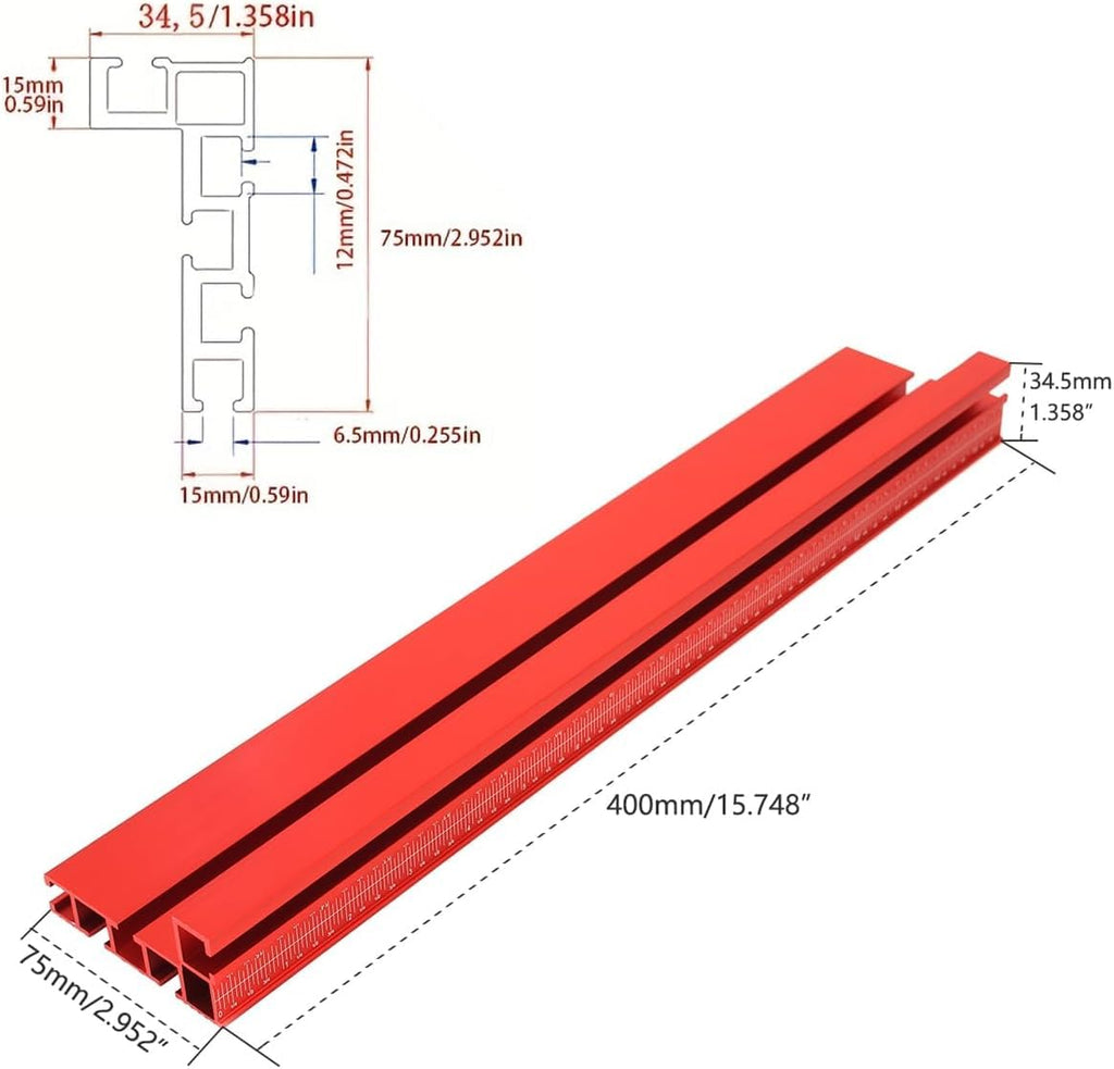 Aluminum Precision Miter Gauge with T-Track Fence and Flip Stop Y972029