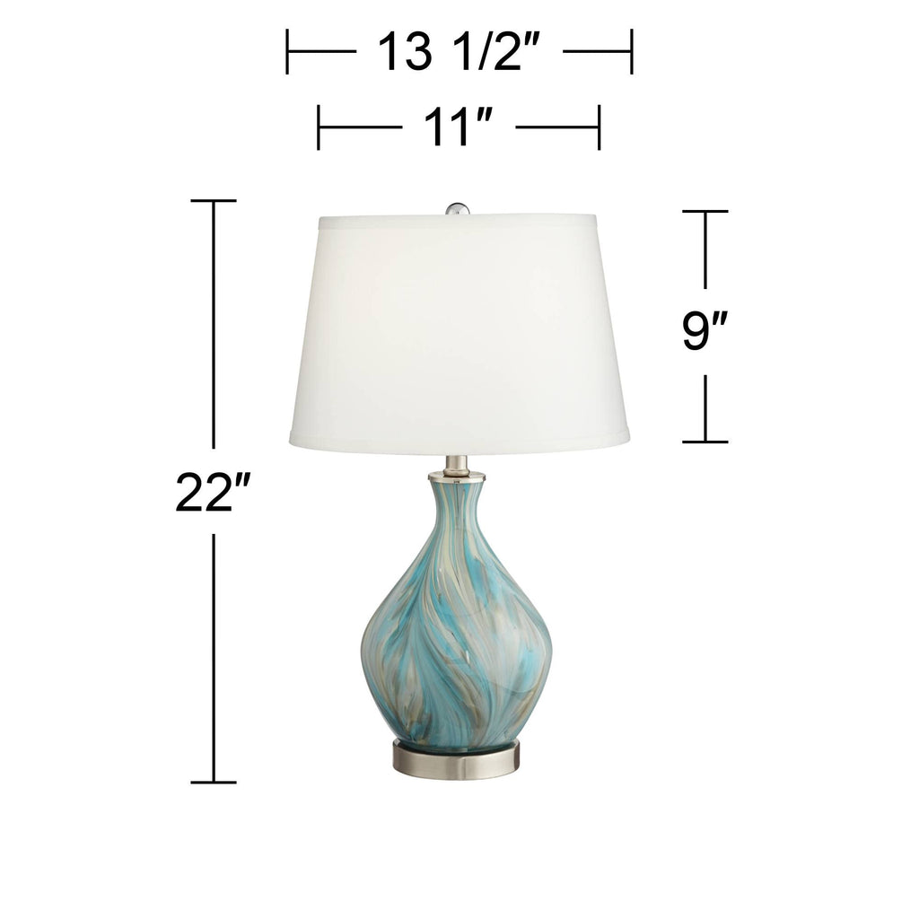 22" Blue Art Glass Table Lamp Y898689