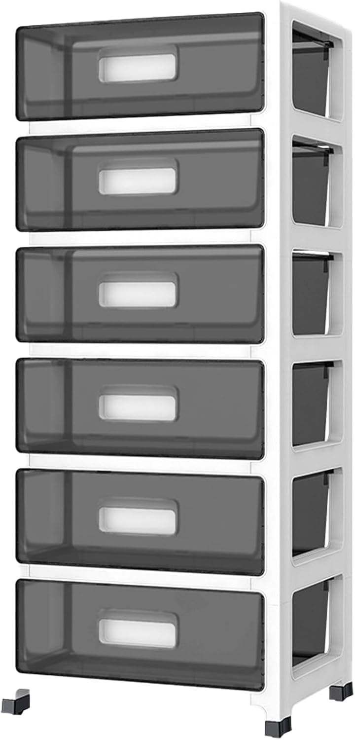 Clear Plastic 6-Tier Rolling Storage Drawer Tower H167