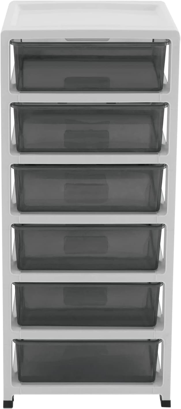 Clear Plastic 6-Tier Rolling Storage Drawer Tower H167