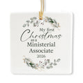 Ceramic 3-inch Square-Shaped Botanical Wreath Ornament M479