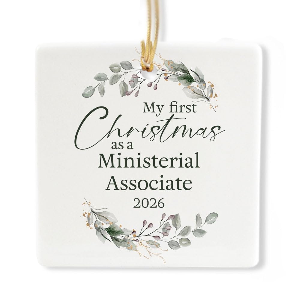 Ceramic 3-inch Square-Shaped Botanical Wreath Ornament M479