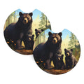Set of 2 Black Bear Car Coasters F634714
