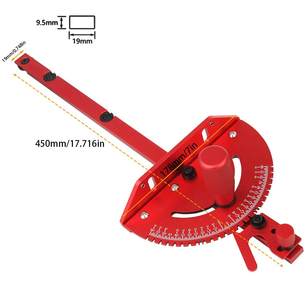 Aluminum Precision Miter Gauge with T-Track Fence and Flip Stop Y972029