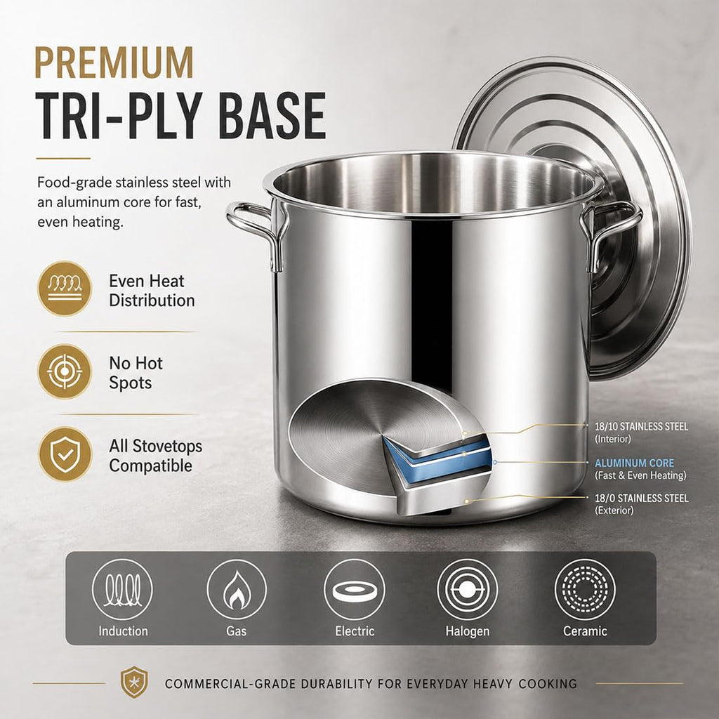 Heavy Duty Stainless Steel Stock Pot with Lid D919