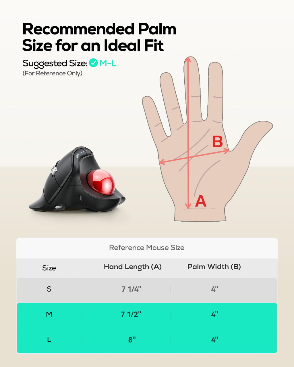 Wireless Ergonomic Vertical Trackball Mouse Z178393