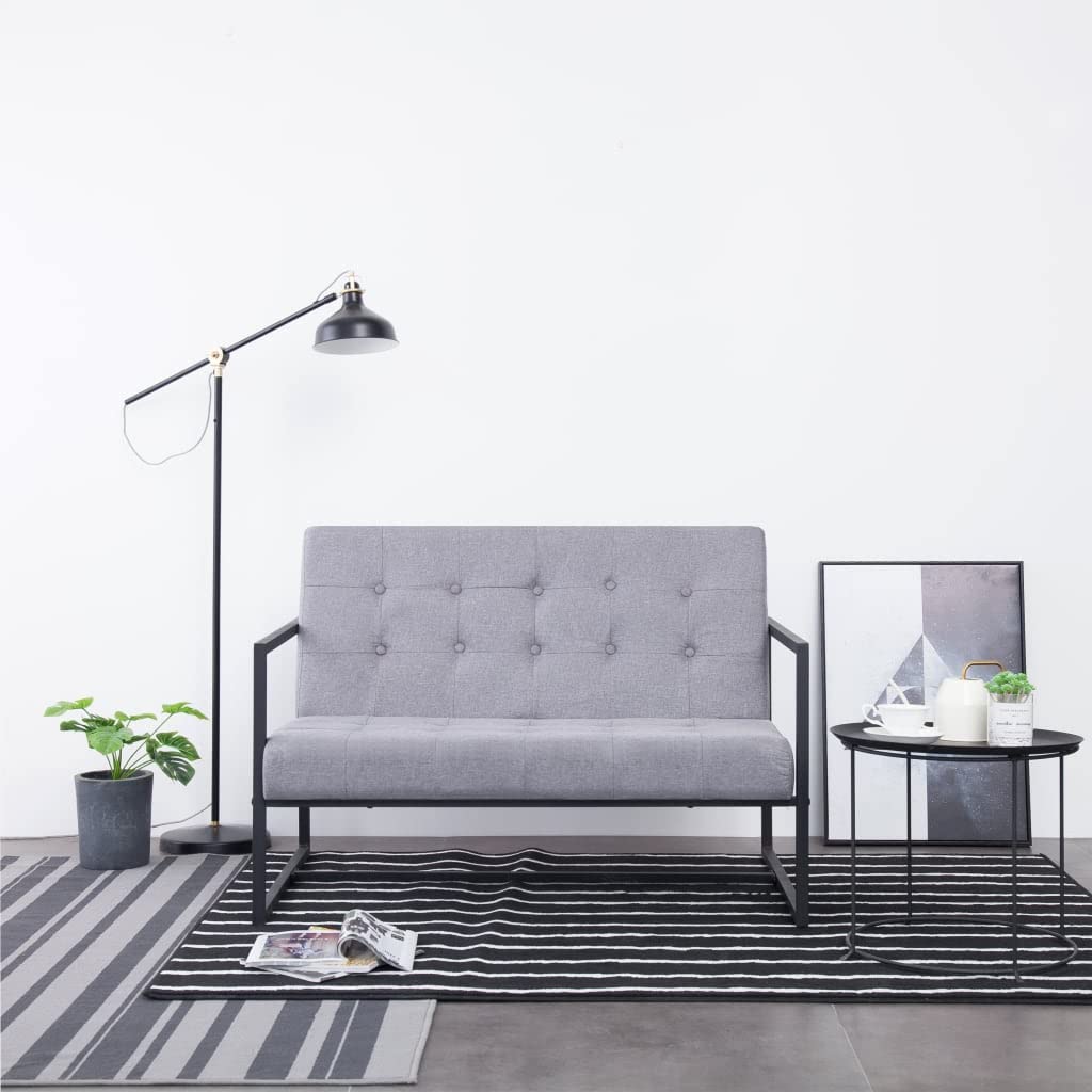 Light Gray Fabric 2-Seater Sofa with Armrests Z3524