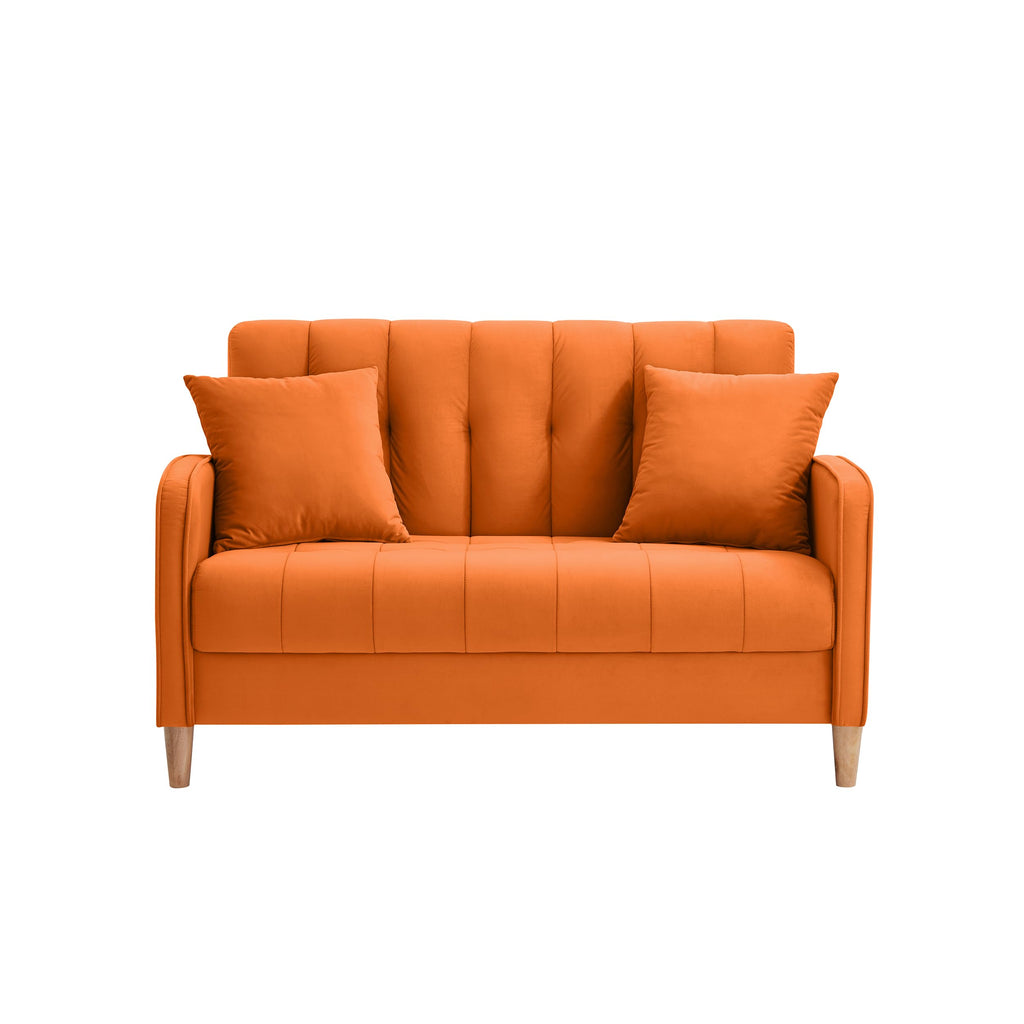 Orange Velvet Tufted Loveseat Sofa H468438