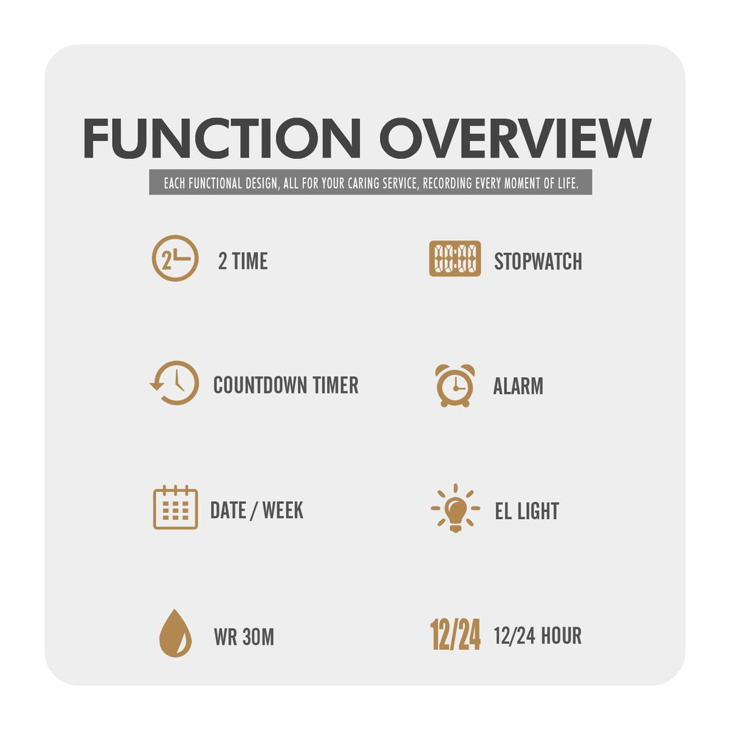 Men's Multifunctional Electronic Outdoor Sports Watch EL Light Large Digital Display Stainless Steel J10601