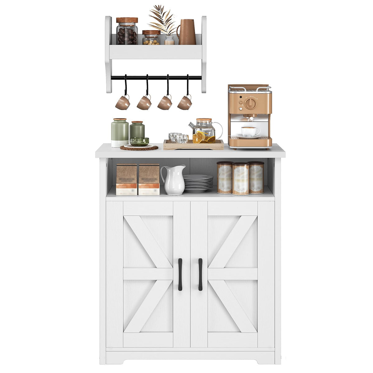 White Coffee Bar Cabinet with Storage Q16823