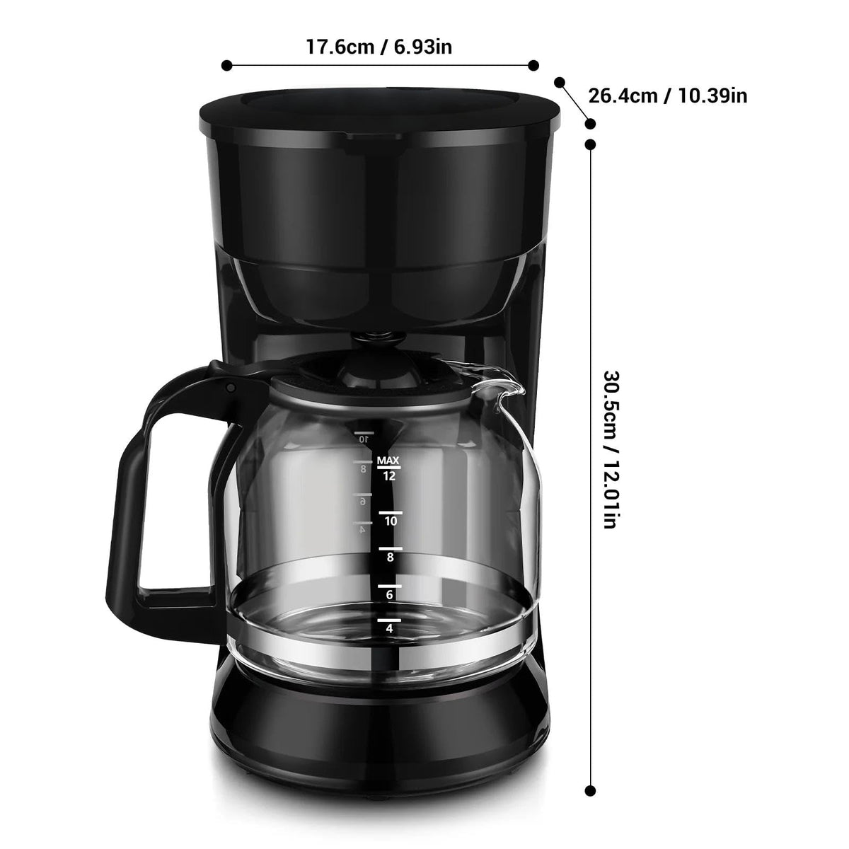 Black 12-cup programmable drip coffee maker I23444
