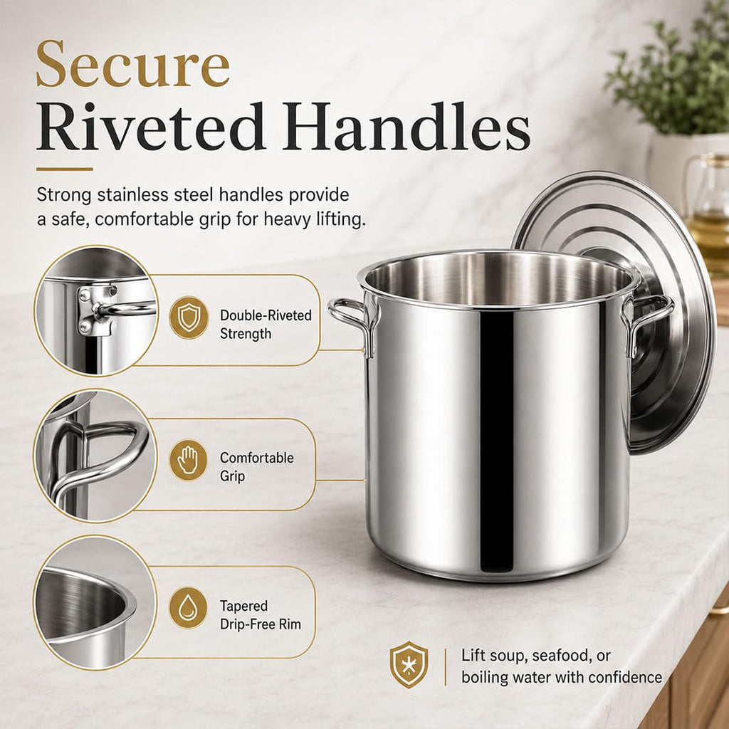 Heavy Duty Stainless Steel Stock Pot with Lid D919