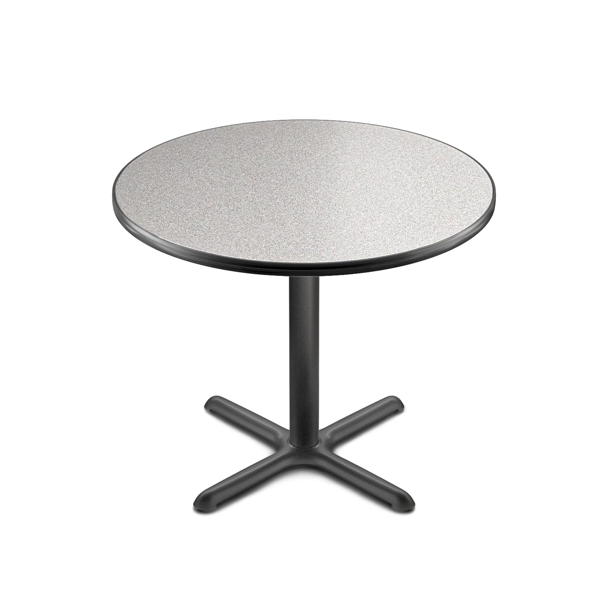 Round 36 in Diameter 30 in Dining Height Black Frame Gray Laminate Cafe Table N448858