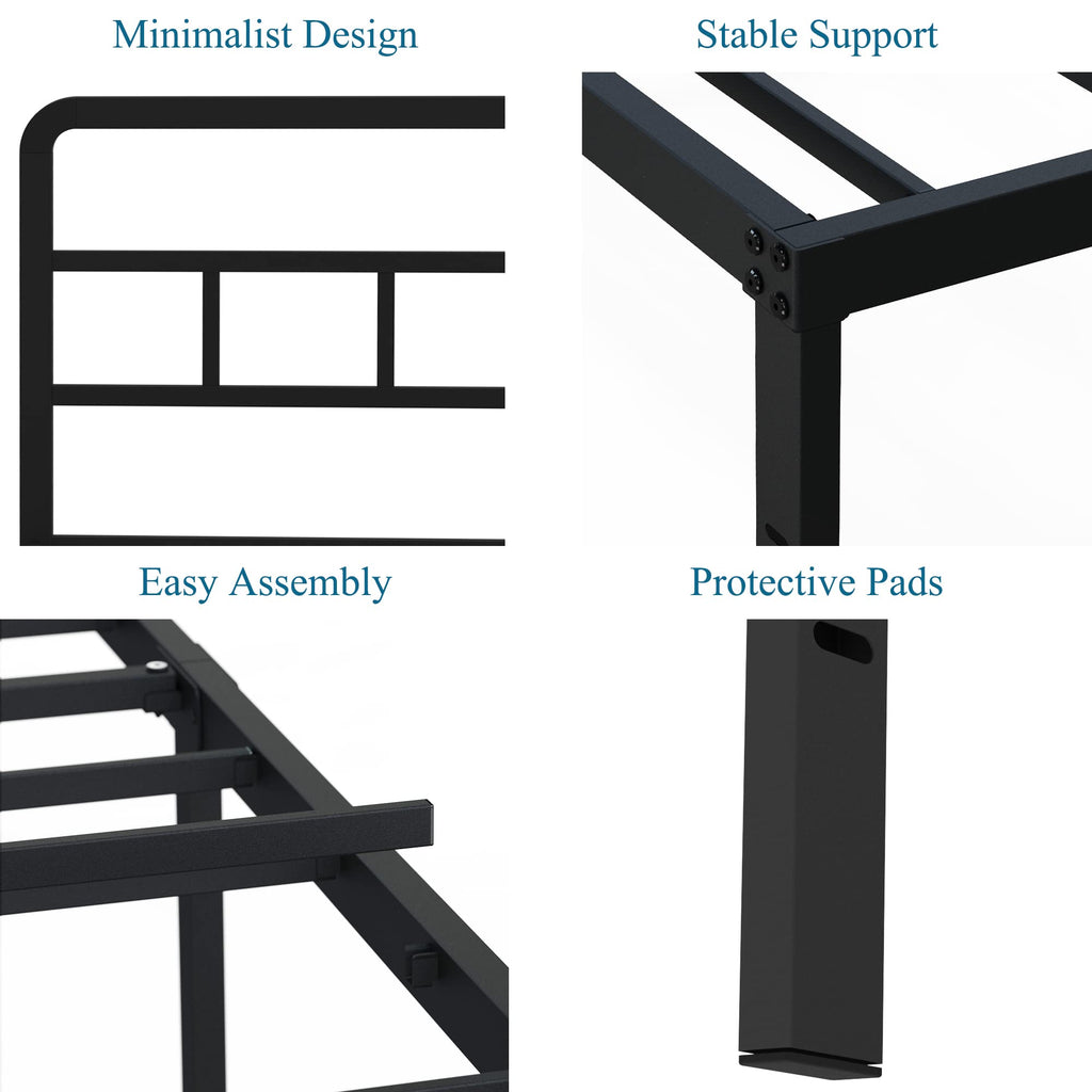 18 Inch Metal Queen Bed Frame with Headboard K459