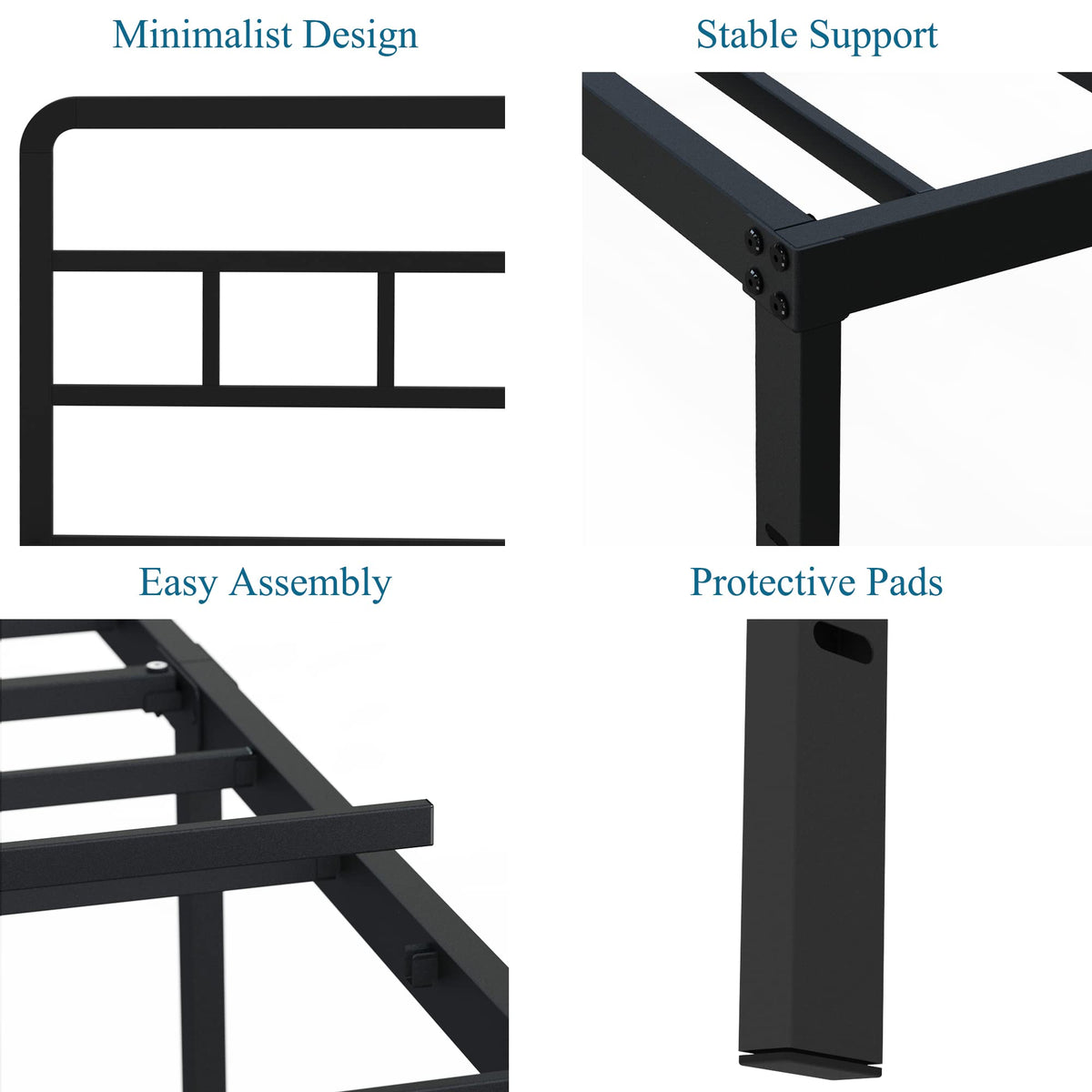 18 Inch Metal Queen Bed Frame with Headboard K459