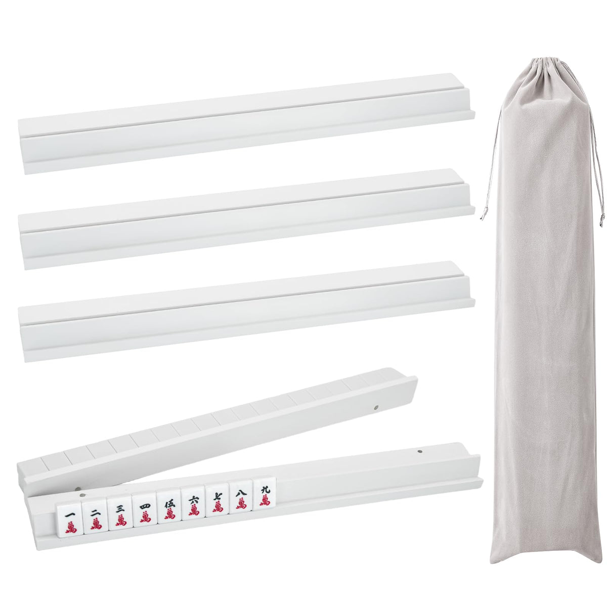 4PCS Wooden Mahjong Racks with Magnetic Pushers S507280