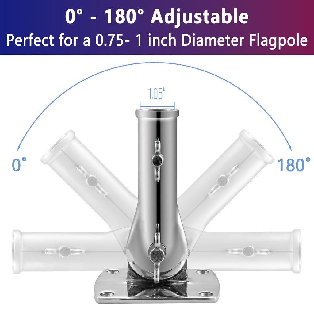 316 Stainless Steel Flag Pole Holder Bracket with Drain Hole, 1" Q837187