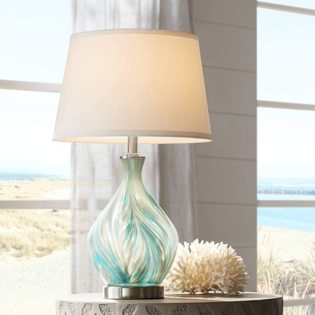 22" Blue Art Glass Table Lamp Y898689