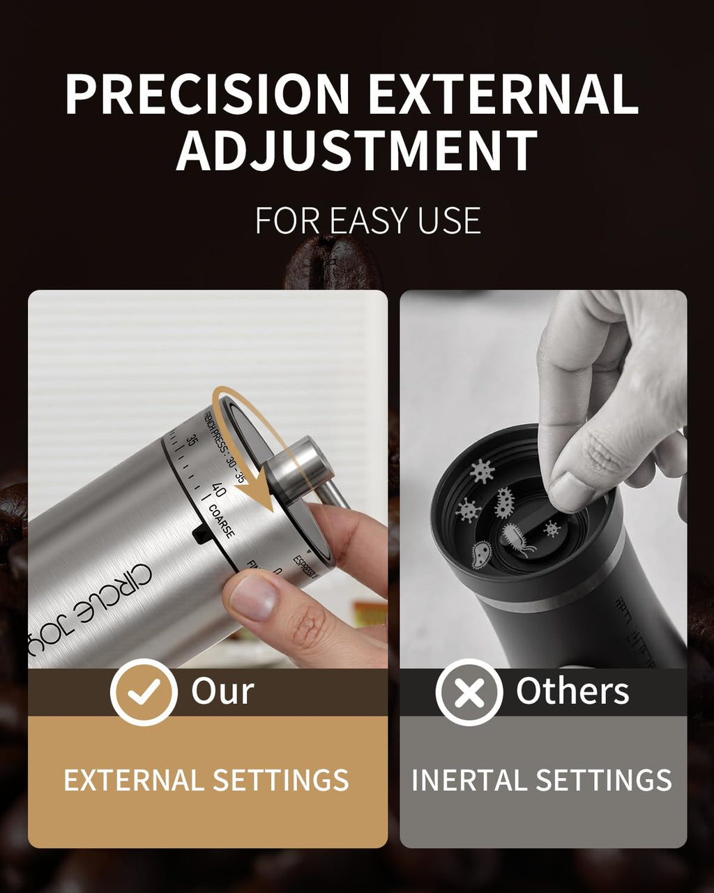 Manual Stainless Steel Burr Coffee Grinder X2319
