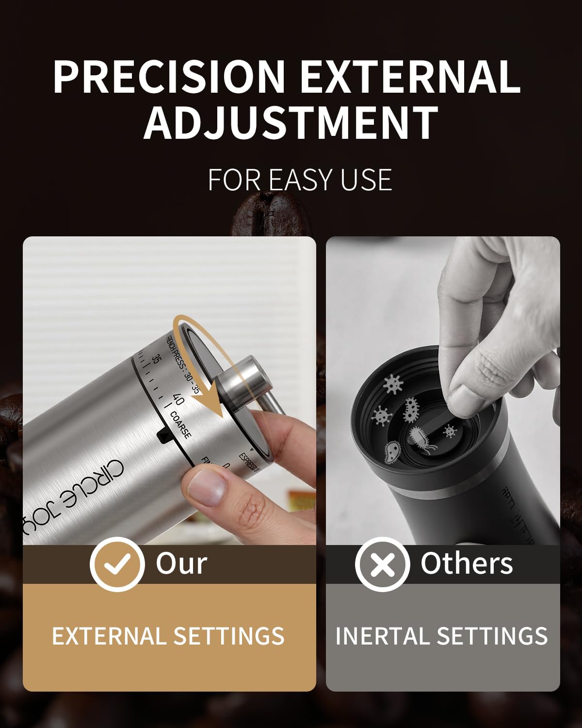 Manual Stainless Steel Burr Coffee Grinder X2319