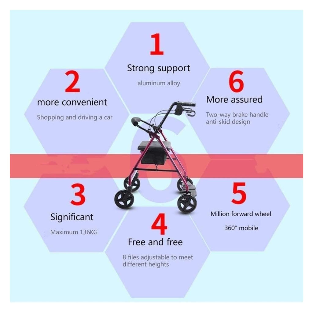 Folding Aluminum Rollator Walker with Seat L53204