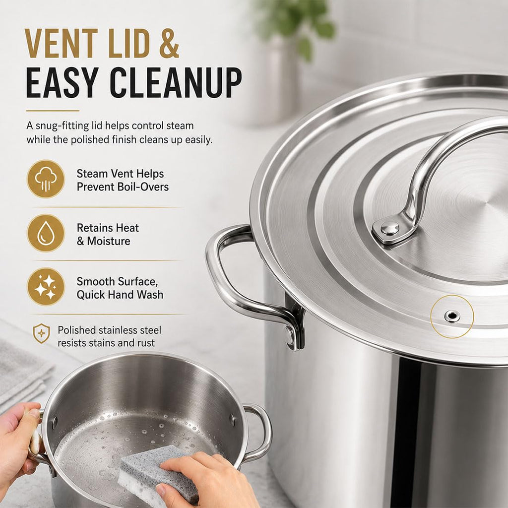 Heavy Duty Stainless Steel Stock Pot with Lid D919