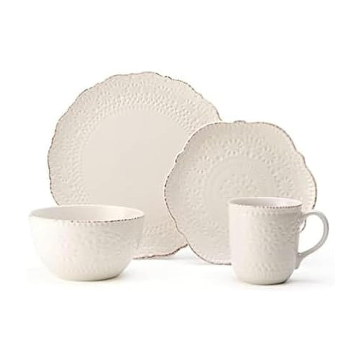 Cream 16-Piece Stoneware Dinnerware Set W728