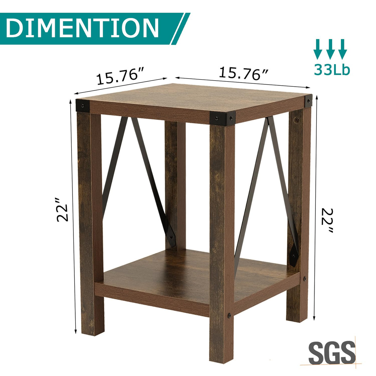 Brown 2-Tier Square End Table H872480