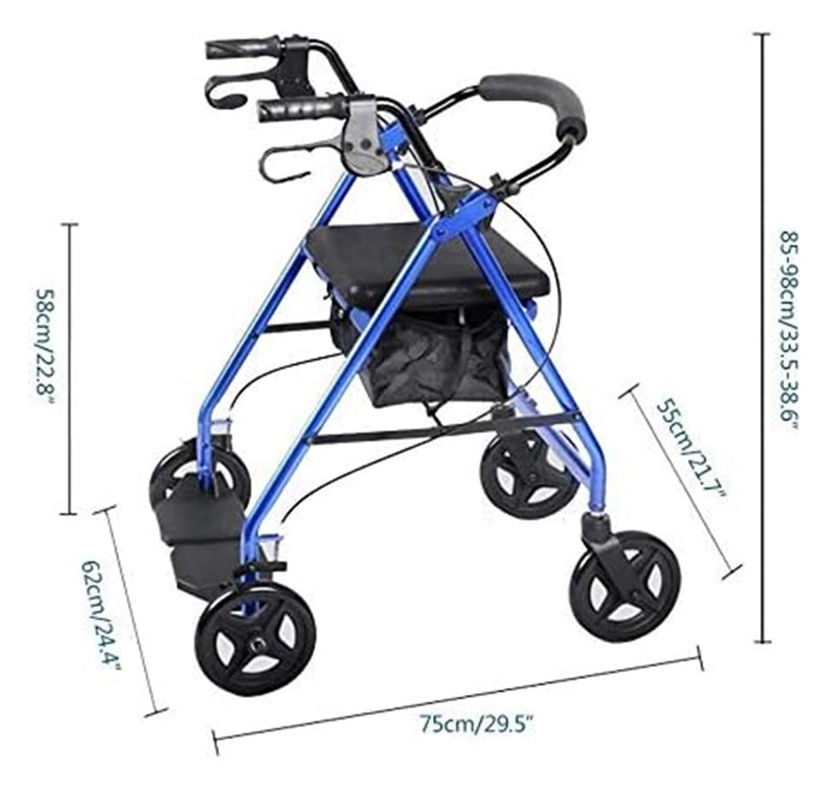 Folding Aluminum Rollator Walker with Seat L53204