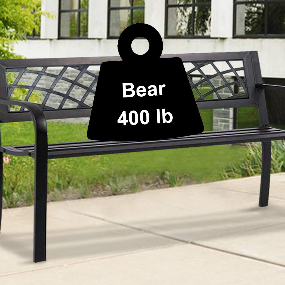45.5" Black Metal Outdoor Bench 400lbs Capacity M827