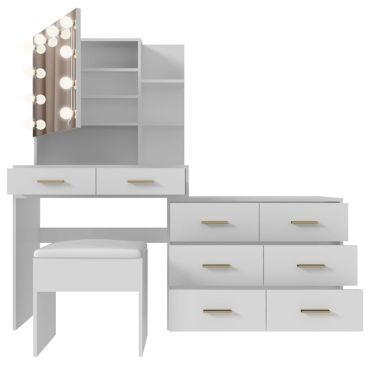 White Makeup Vanity Desk Set with 8 Drawers O772
