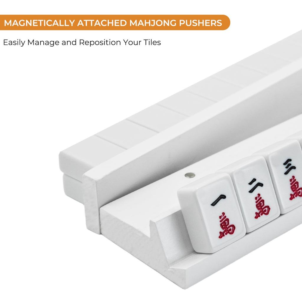 4PCS Wooden Mahjong Racks with Magnetic Pushers S507280