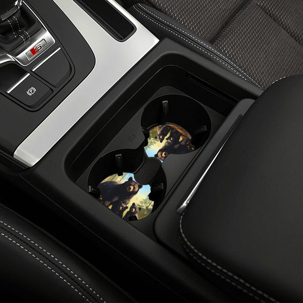 Set of 2 Black Bear Car Coasters F634714