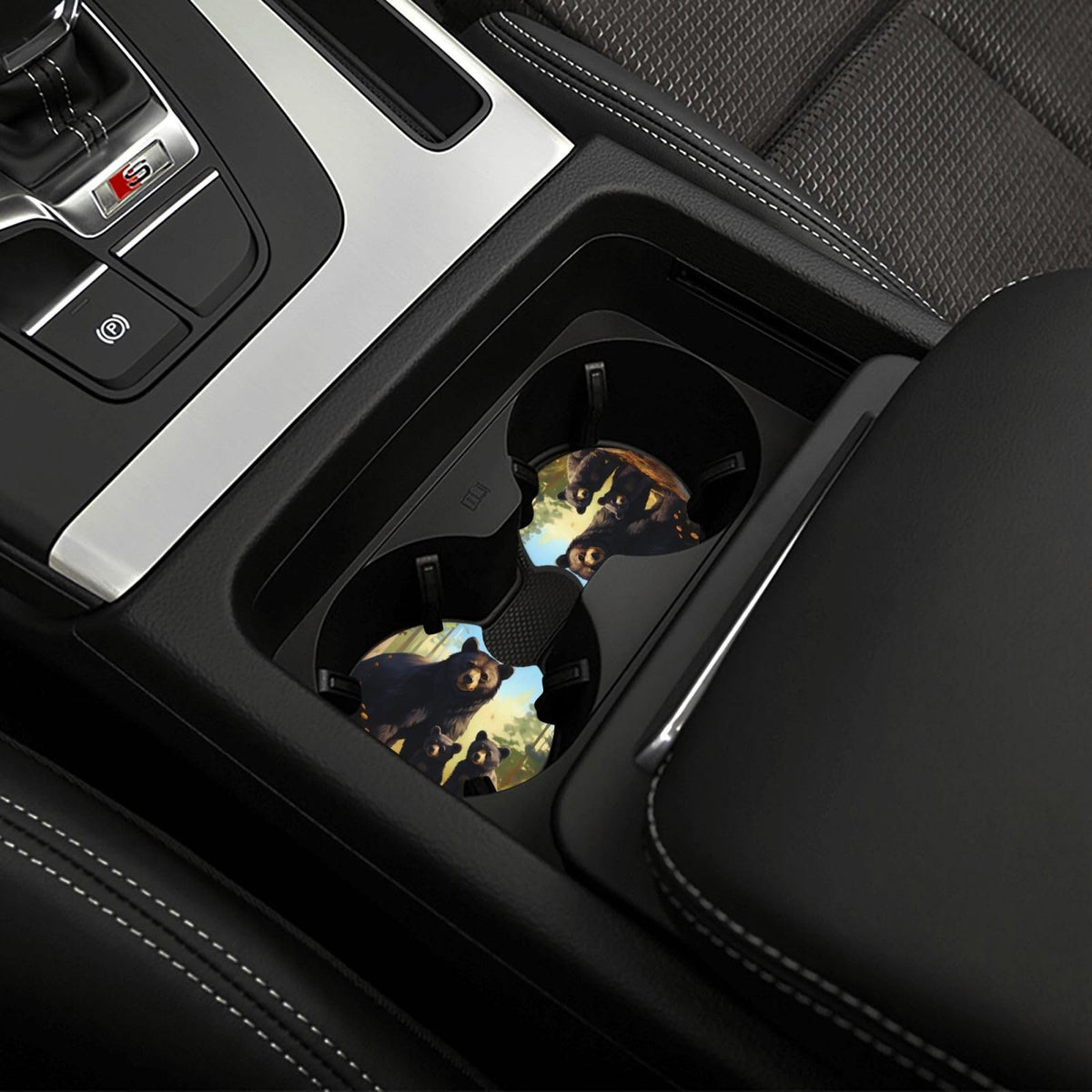Set of 2 Black Bear Car Coasters F634714