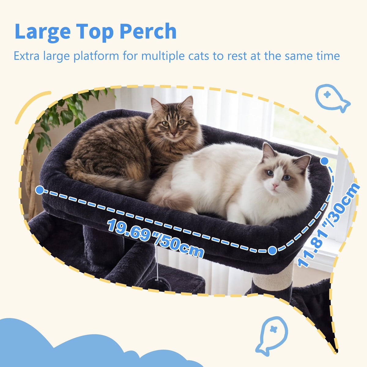 71-Inch-Tall Cat Tree with 2 Perches H22501
