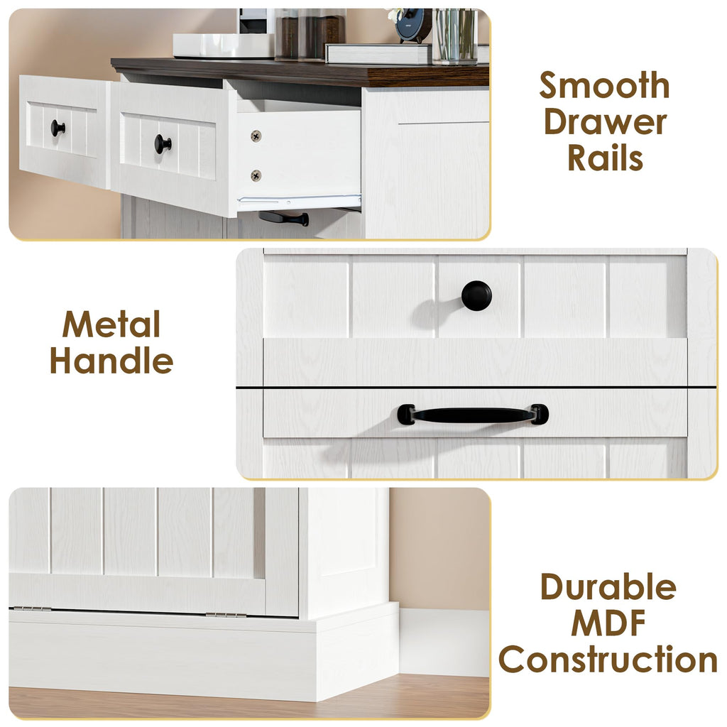 20 Gallons Tilt Out Trash Cabinet with Drawer, White K79451