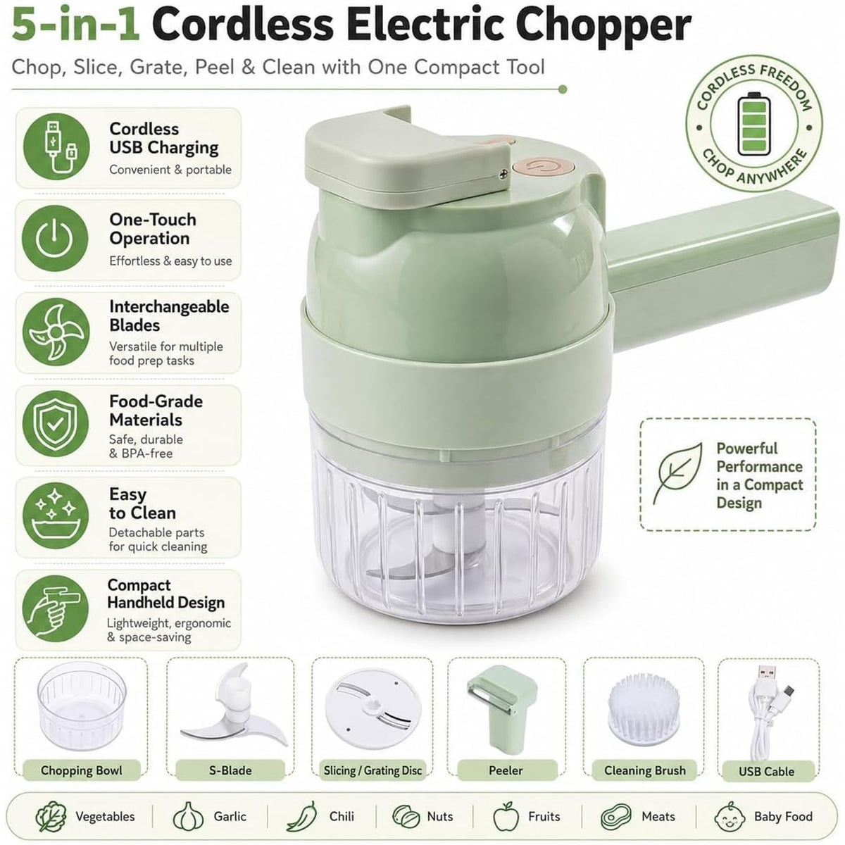 5-in-1 Wireless Electric Vegetable Chopper W859
