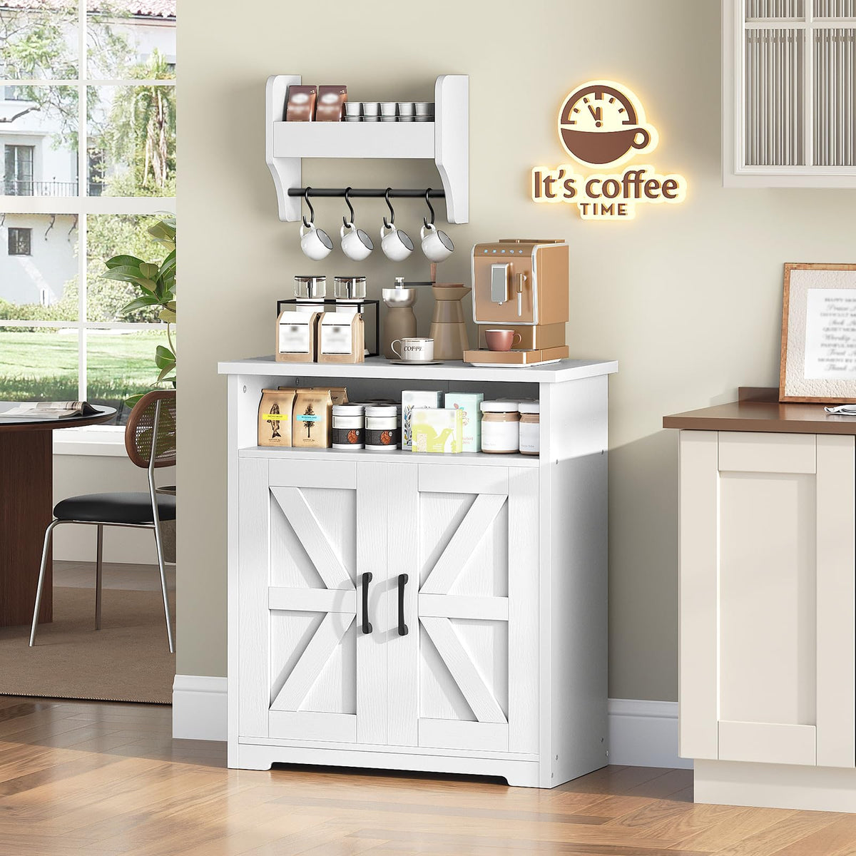 White Coffee Bar Cabinet with Storage Q16823