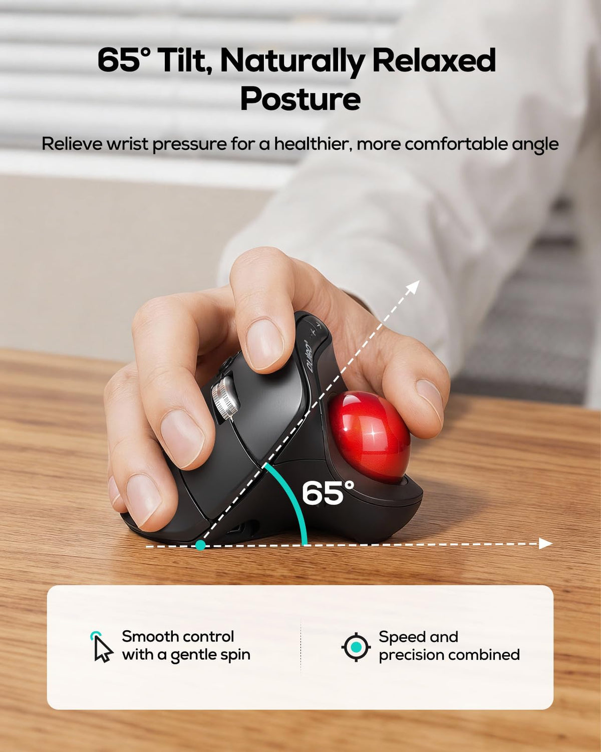 Wireless Ergonomic Vertical Trackball Mouse Z178393