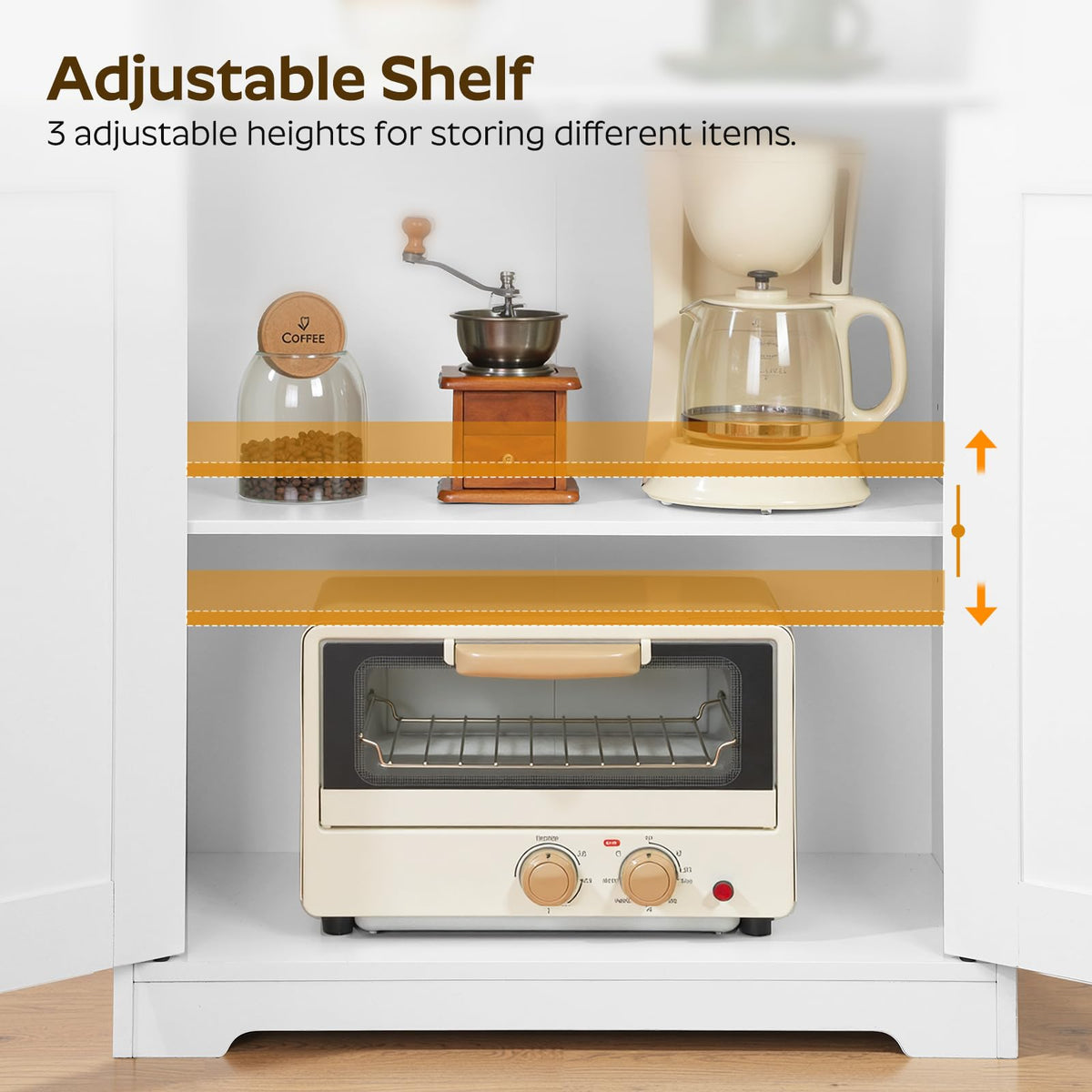 White Coffee Bar Cabinet with Storage Q16823