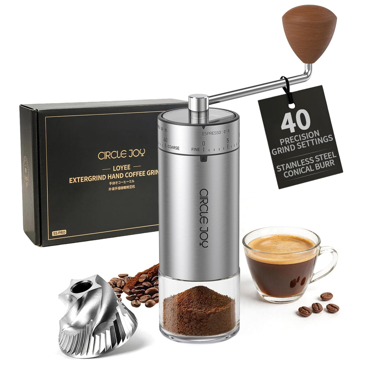 Manual Stainless Steel Burr Coffee Grinder X2319