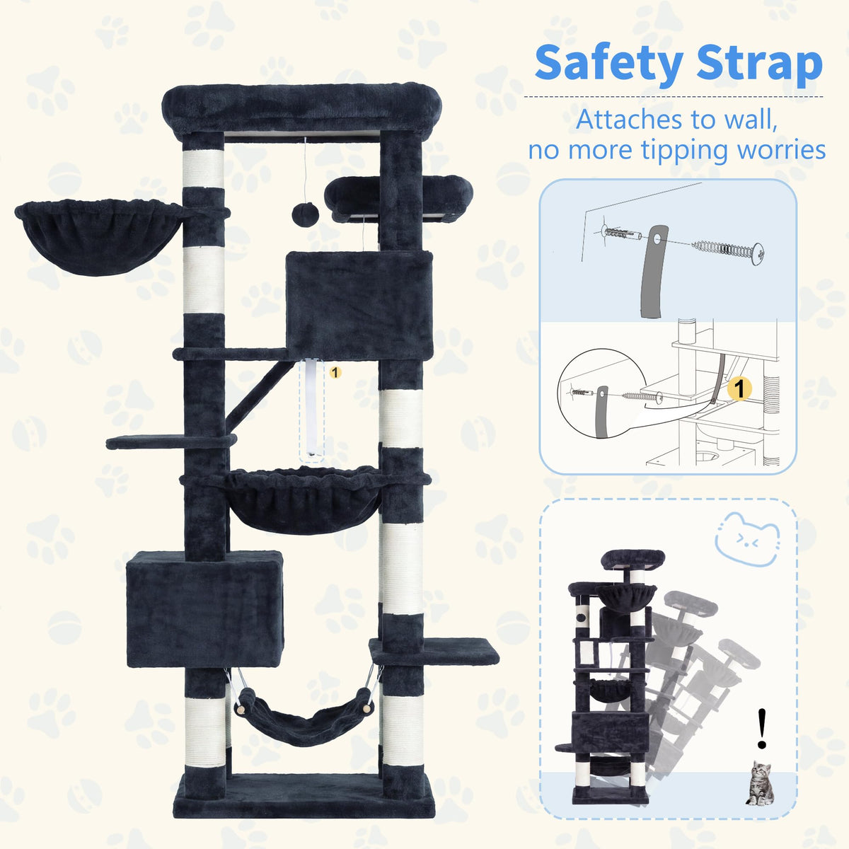 71-Inch-Tall Cat Tree with 2 Perches H22501