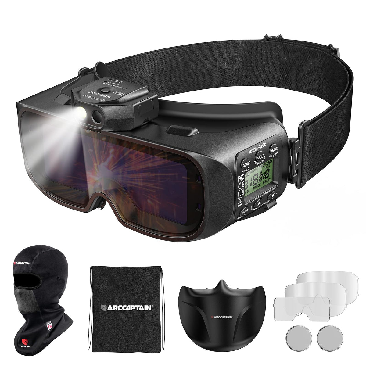Auto-Darkening Welding Goggles Kit with LED Light U6629