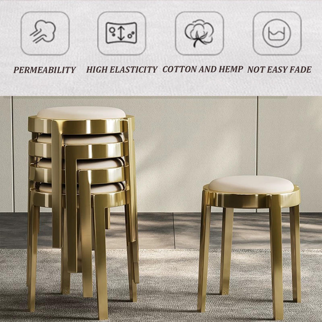 Round Stackable Stainless Steel Imitation Leather Stools H691594