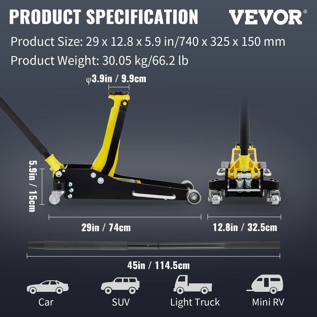 3 Ton Low Profile Aluminum Steel Floor Jack N728