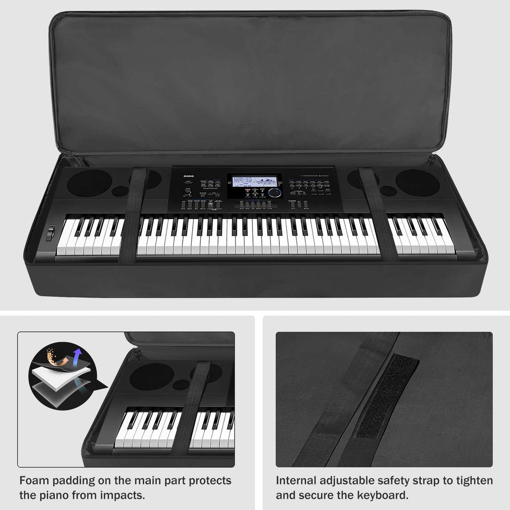 76 Key Piano Keyboard Case Bag with 4-Pocket (Black) T118681