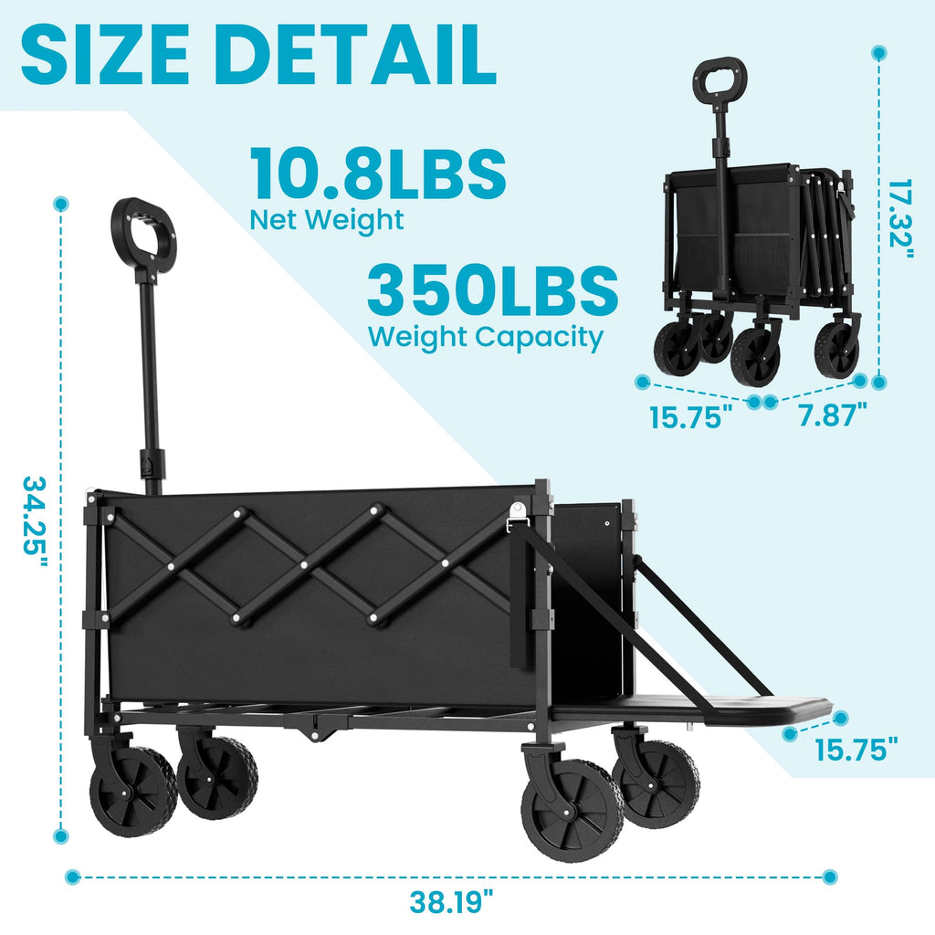 Collapsible Wagon with Tailgate, 350lbs Capacity N3152