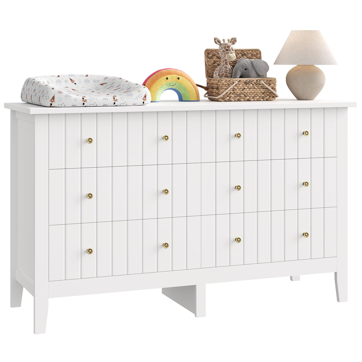White 6 Drawer Dresser V349