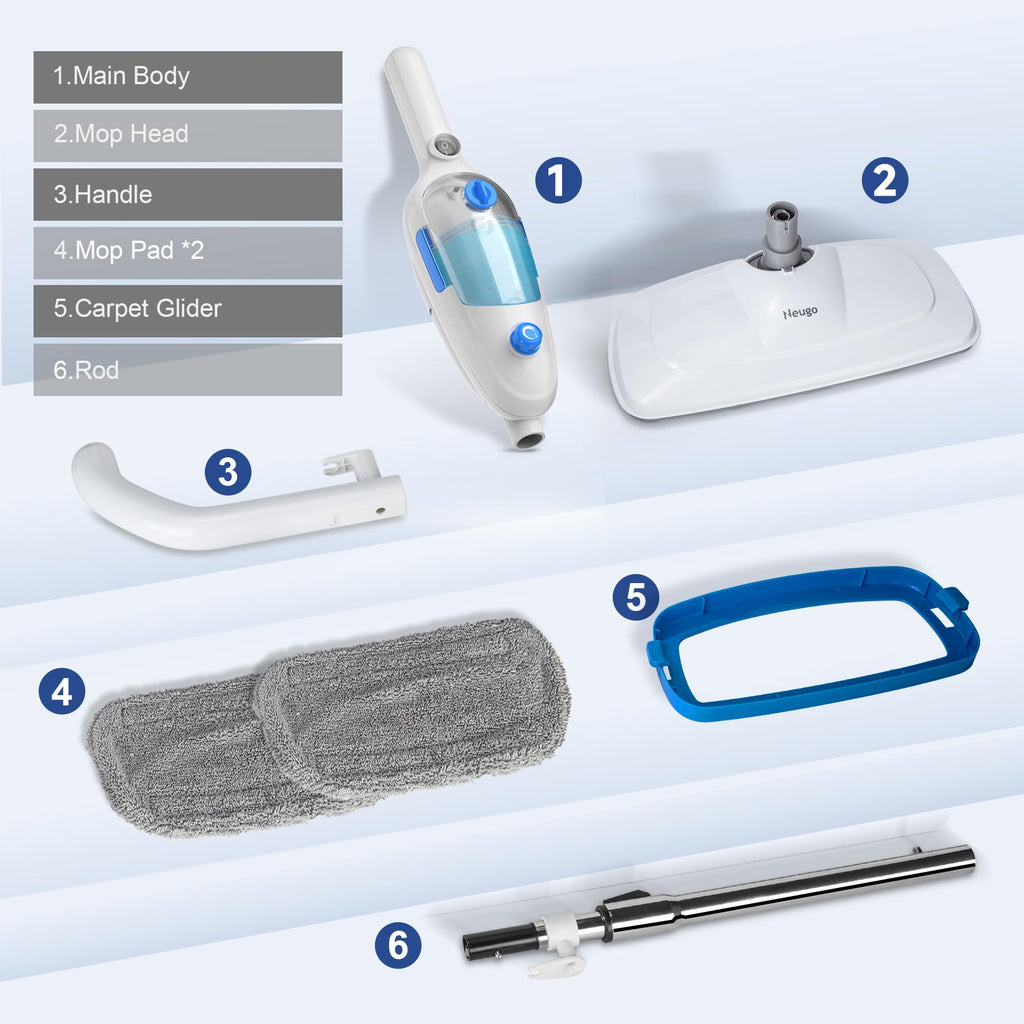 Lightweight Steam Mop with Adjustable Steam Modes, 23ft Cord, 2 Washable Pads L43958